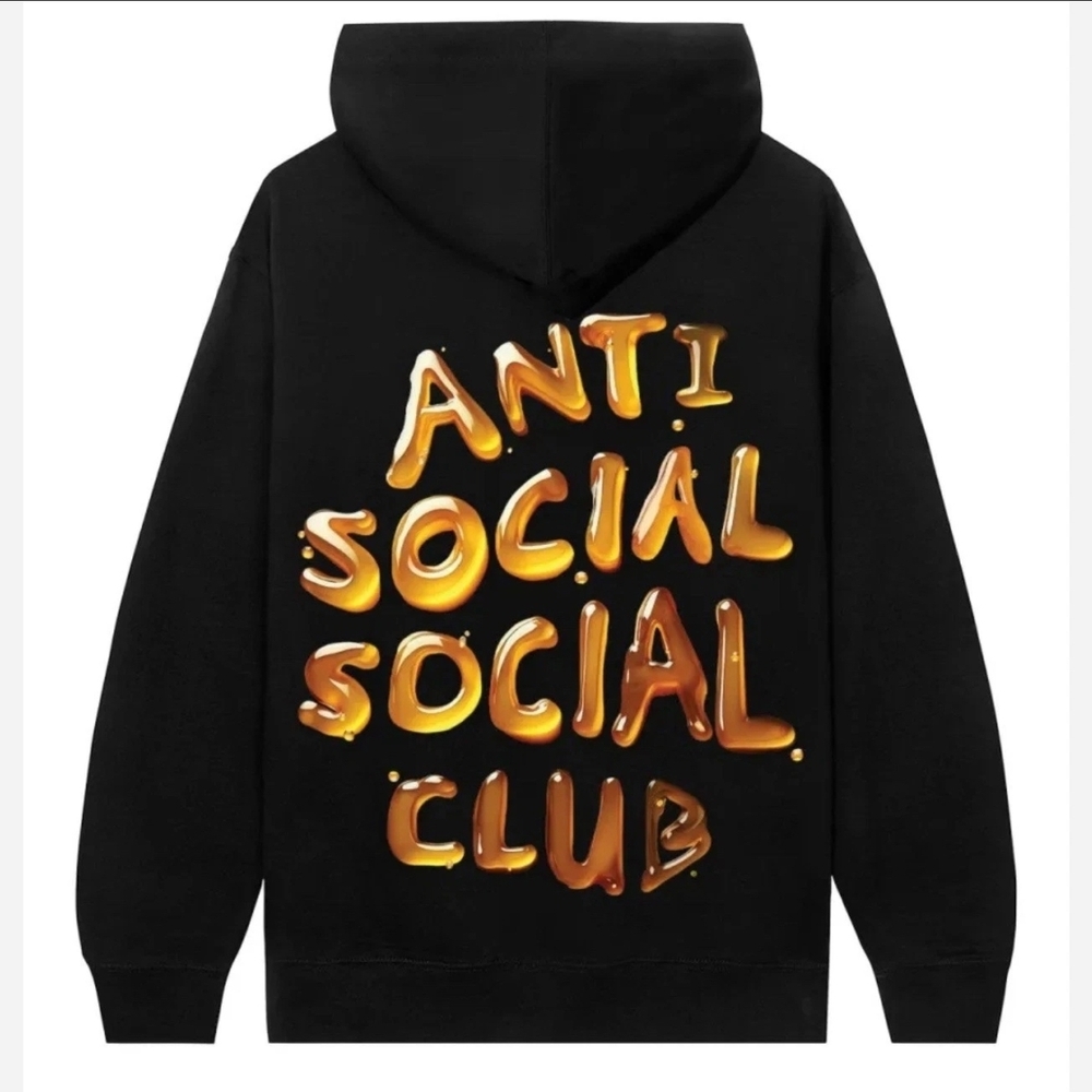 Anti Social Social Club Black Hoodie with Gold Lettering